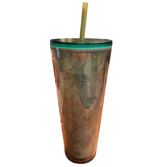 Starbucks 2022 Venti 24oz Tumbler Holiday Woodland Mint Green Iridescent Coffee - Picture 2 of 8